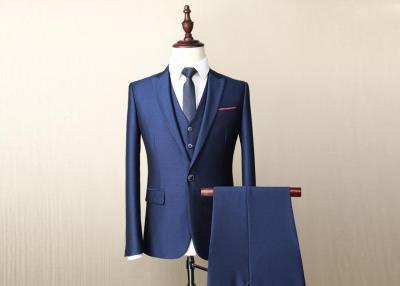Chine Le costume bleu de trois hommes de morceaux, costume mince Breasted simple de smoking de revers maximal à vendre