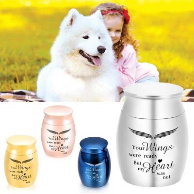 China Mini Stainless Steel Urns Customized OEM Mascota Cremation Ashes Stored Custom Words Model Katze Dog Keepsake Pet Funeral Urns for sale