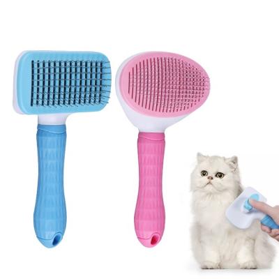 China Stocked Cat Brush Comb Grooming Tool Dog Cleaning Hair Remover Pet Brush Comb Stainless Steel Rubber Plastic Articulos Para Mascotas for sale