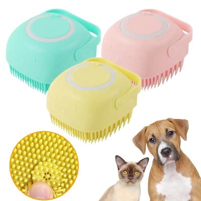 China OEM Stocked Haustier Brush Cat Gel Cleaning Soft Silicone 3 Colors Pour Brush Fur Massage Bath Dog Grooming Tool Pet Brush for sale