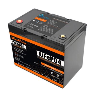China Toys OEM Logo 12.8V 50Ah BMS 12V IP61Lifepo4 Battery Pack Front Terminal Battery for sale