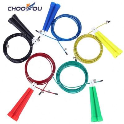 China Anti-skid Handle + Color Steel Custom Plastic Handle Wholesale Cable Speed Jump Rope for sale