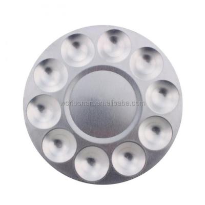 China Aluminum Paint Tray Mixing Palette 10 Wells Watercolor Oil Paint Paint Palette Compartments New 10 for sale