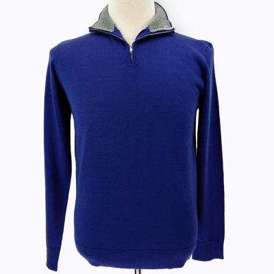 China 2022 OEM/ODM Custom Knitted Anti-wrinkle Sweater Men 1/2 Wool Blend Zippers Warm Knitwear Sweater Anti-pilling Winter Pullovers For Male for sale