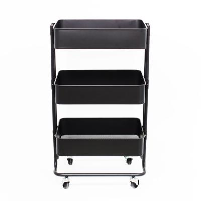 China Metal 3 Tier Rolling Cart Art Cart Organizer Trolley Serving Kitchen Cart Storage Craft Kitchen\restaurant\hotel for sale
