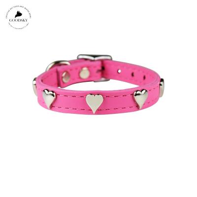 China GOODSKY Anti Bite Quick Release Rivet Dog Cats Dog Collar Pu Leather Pet Collars Custom Durable Adjustable Collar Tie For Cats Puppy for sale