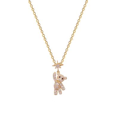 China Landy Light Fashion Long Bear Necklace Luxury Instant Simple Personality Diamond Necklace for sale