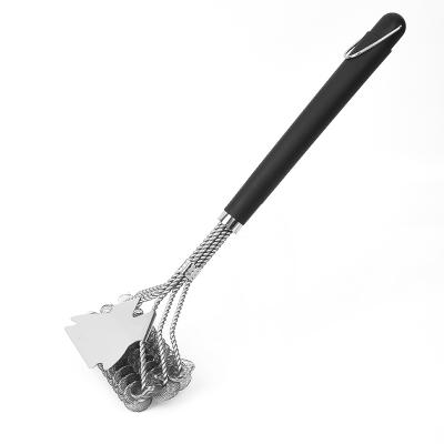 China Custom Safe Brush Scraper Easily Dust Cleaned Stainless Steel BBQ Bristle Cleaning Brush Cleaner with Metal Hanging Ring for sale