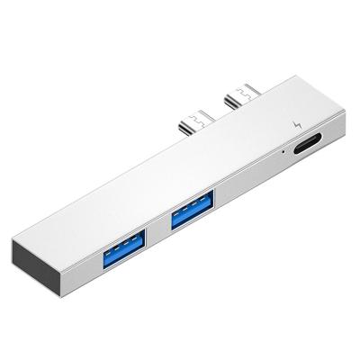China Top Selling Silver Mobile Devices .desk Computer Double Type C Ports Usb 2.0 With PD Type C Power Supply Hub for sale