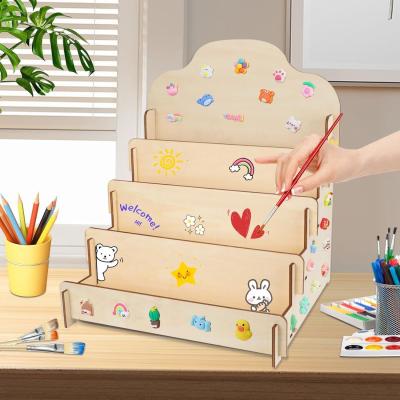 China Tamaño personalizado de madera sólida 4 niveles de pantalla para tarjetas de felicitación pegatinas y postales en venta