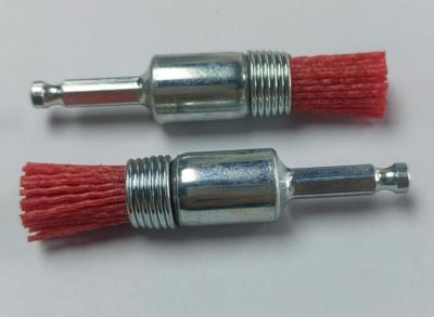 China Hex Shank 25mm Diameter Red Color Nylon Bristle Pilot Bonding End Brush for Deburring for sale
