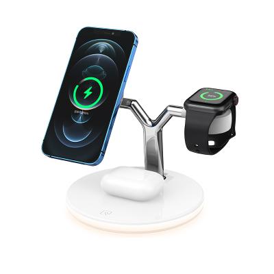 China High Speed 3 in 1 15W Magnetic Wireless Charging Dock Stand and Holder for iPhone for Earphone for iWatch for sale