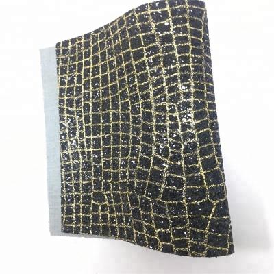 China Abrasion-Resistant Colorful Glossy Plaid Pattern Printed Chunky Glitter Faux Synthetic Leather Fabric For Making Shoe/Bag/Earring/Wallpaper/Hair Bow for sale