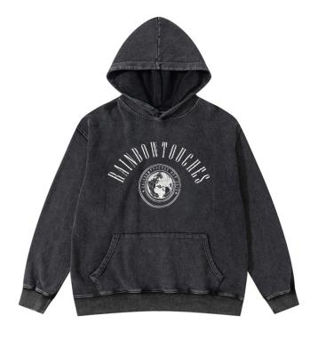 China Anti-wrinkle Customization hot sell vintage acid wash 100% cotton heavy weight men oversize hoodie for sale