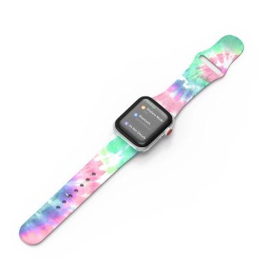 China New Color Pattern Rubber Watch Band For Apple Watch 38mm 42mm 44mm 40mm Silicone Rainbow Strap For Apple Watch Series 6 5 4 3 2 1 Se for sale