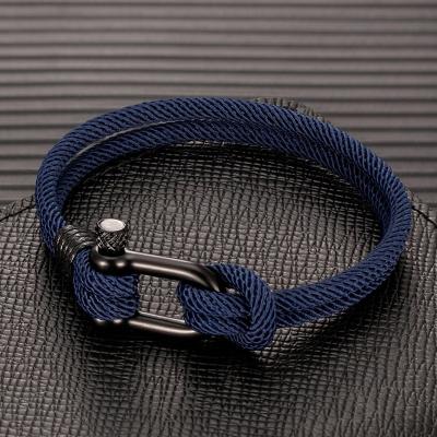 China Men's Camping Rescue Rescue Rope Bracelet Black Stainless Steel Sports Outdoor Buckle Cute Handmade U Shape Survival Bracelet for sale
