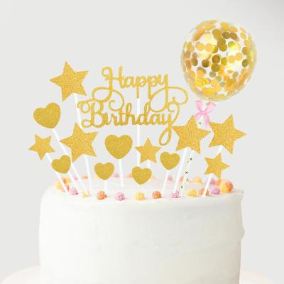 China Customized Star Topper Birthday Party Decoration Cake Set Wholesale Small Little Silver Rosegold Cake Topper Small Heart Cuty Toppers for sale