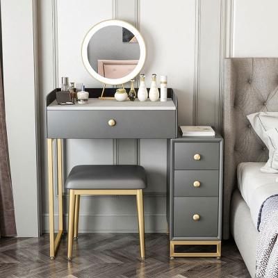 China Nordic Fashion Modern Simple Dressing Table(Other)Adjustable Set With Lighted Mirror Dressing Table Bedroom Furniture Makeup Table Vanity Dresser Set for sale