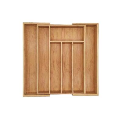 China Amazon Hot Sale Expandable Bamboo Tray Organizer And Kitchen Adjustable Cutlery Organizer Utensil Tray Drawer for sale
