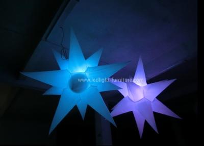 China RGB Colors Inflatable LED Light , 12 Spikes PVC Cloth LED Hanging Star Lights for sale