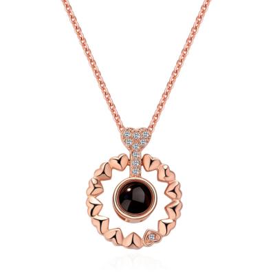 China 100 Stainless Steel Languages I Love U Light Projection Design Necklace Jewelry Memory Clavicle Pending Necklace for sale
