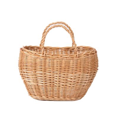 China Sustainable Natural Rattan Planter Rattan Storage Basket Fruit Gift Storage Basket Handmade Wicker Hand Baskets for sale