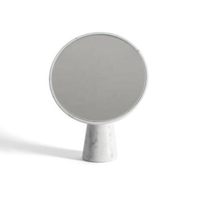 China Vanity Table Circular Marble Makeup Mirror Bathroom Decor Magnifying Glass Framed Mirror for sale