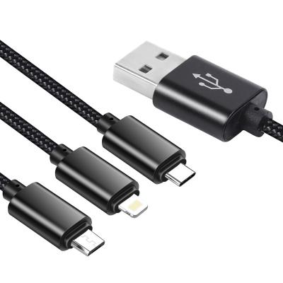 China Speed Cable Fast Charging Charger 3 in 1 Fast Charging USB Cable Nylon Braided Custom 1M 2M 3M USB Cable for sale