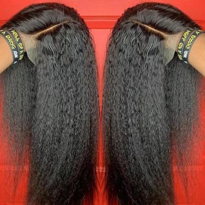 China Yaki Wholesale 100% Brazilian Hair Wig For Women's Straight Lace Front Human Hair Extension Wigs Yaki Color for sale