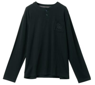 China 180gsm Polyester 65% Cotton 35% Black Long Sleeve Knitted Shirt for sale