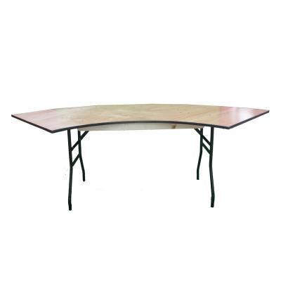China Wholesale Foldable Serpentine Shape Serpentine Banquet Tables Wood Iron Legs Folding s Folding Event Rolling Tables for sale