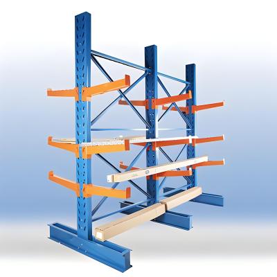 China Estantes de voladizo vertical de trabajo pesado de trabajo ligero de trabajo doble de acero de cara Soluciones estructurales de almacenamiento en venta