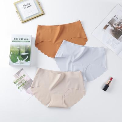China Wholesale Antibacterial Girls Seamless Comfortable Pants Boxed Speed Silk Traceless Ice Latex Bottom Women Mid Waist Underwear Women Panties for sale
