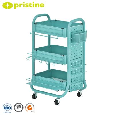 China Wholesale household 3 ROW metal rolling tool cart from MIT storage shopee Amazon shelf Taiwan storage furniture manufacturer DIY for sale