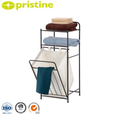 China Portable Wholesale Amazon eBay Taiwan Home Storage Furniture Manufacturer MIT Household Goods TC Bag Laundry Hamper Basket With Metal Frame for sale