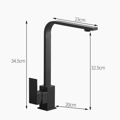 China Sense Faucets Black Square Rotating Kitchen Sink Faucet Wash Basin Kitchen Sink Faucet for sale