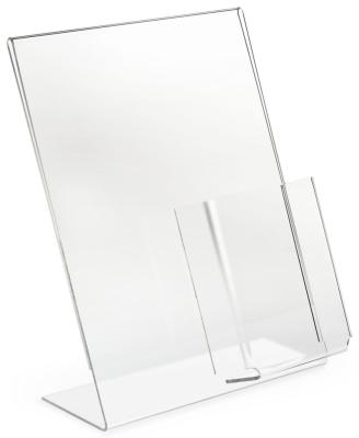 China Retail Sign Holder 8.5 x 11 Pure Solid Acrylic Slope Acrylic Sign Backing Custom Backing with Brochure Pocket for sale