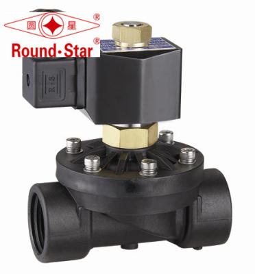 China Black Directional Water Air Plastic Solenoid Valve , Corrosive Liquid Solenoid Valve 3/4" for sale