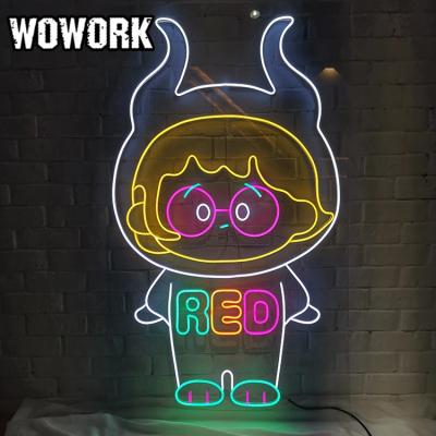 China WOWORK store decors logo sign letters waterproof custom craft beautiful led flexible acrylic neon sign for sale