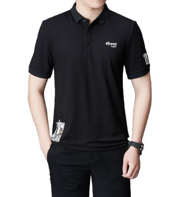China G-SDQL Anti-wrinkle Fashion New Design Cotton Spandex With Pattern Embroidery Shorts Sleeve Mens Polo T-Shirt For Men for sale