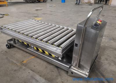 Cina Tabella di ascensore mobile elettrica del pallet di acciaio inossidabile con i rulli nel giacimento 1220x610mm dell'alimento in vendita