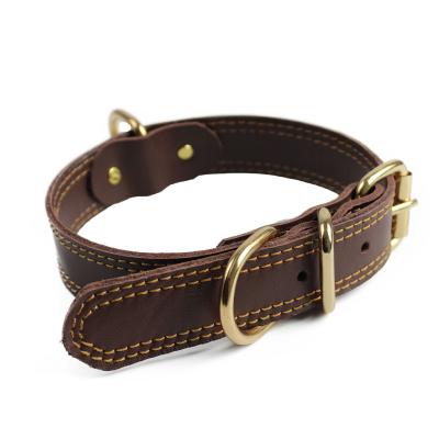 China Dogs Wholesale Pets Accessories Luxury Genuine Natural Leather Real Collar With Collar Para Mascotas Collier Chien Buckle Leather for sale