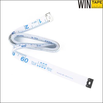 China Compacto y fácil de grabar Mini de 60 pulgadas 1,5 metros Blanco impermeable cinta de costura del cuerpo Lineal suave con impresión azul en venta