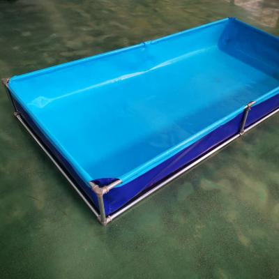 China Hotels China Custom made Plastic Durable PVC Fish pond Fish farming tank with steel frame in large size en venta