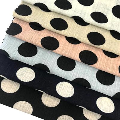 China Sheer Blend Rib With Wave Dot Printing Fabric 95%Polyester Knit Fabric For Woman Clothes for sale