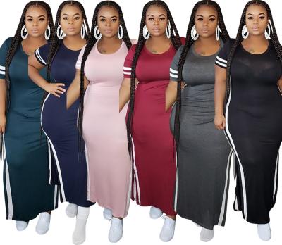 China Wholesale Anti-Static Plus Size Casual Women's Clothing Breathable Tight Slit Ladies One-Piece Dress Long for sale
