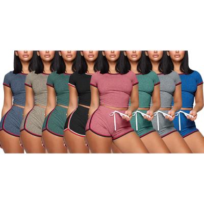 China Wholesale Cheap Hot Sale Anti-Wrinkle Women Sportswear Bodycon Shorts Tight Sleeves And Shorts Set 2 Pieces for sale
