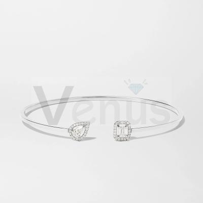 China Luxury 925 Sterling Silver Hiphop VENUS Cuff Bracelets Drop Shape Diamond CZ Zirconia Bangle Bohemia Jewelry for sale