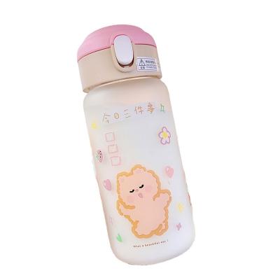 China Water Bottles 2021 New Arrivals Child Viable Cute Straw Borosilicate Glass Water Bottle For Kids for sale