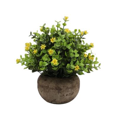 China Modern Small Artificial Plants Eucalyptus with a Weave Basket Potted Plants for Home Desk Farmhouse Indoor Decor for sale
